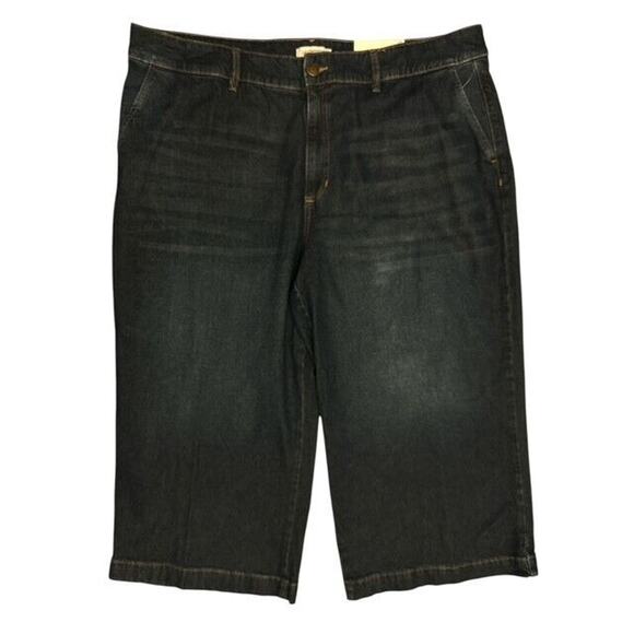Liz Claiborne 22W Crop Jeans Dark Blue Popular Wide Leg Trouser High Rise Capri - Picture 1 of 5